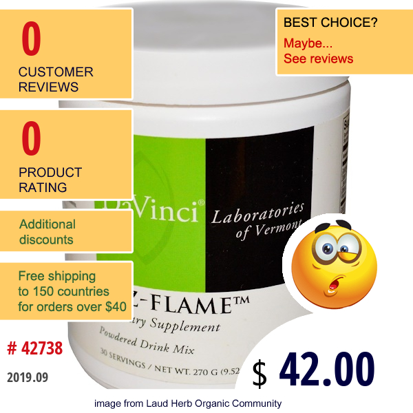 Davinci Laboratories Of Vermont, Enz-Flame, Powdered Drink Mix, 9.52 Oz (270 G)  