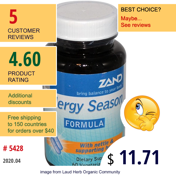 Zand, Allergy Season Formula, 60 Veggie Caps  