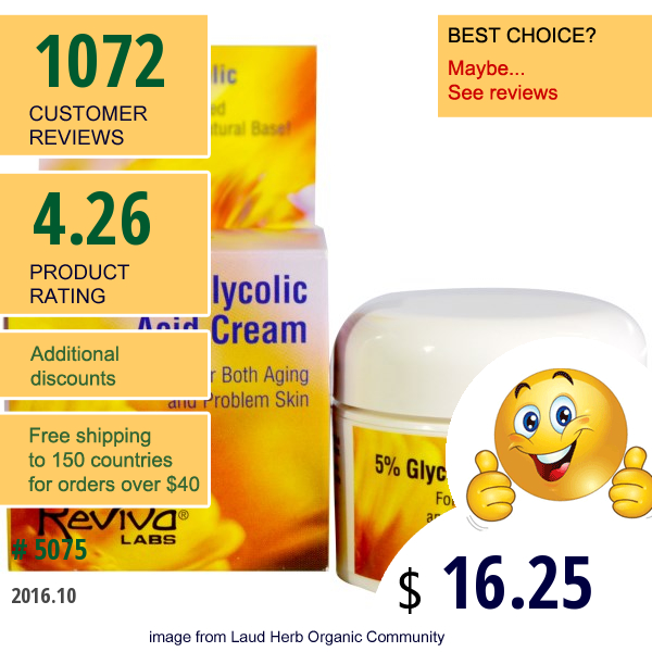 Reviva Labs, 5% Glycolic Acid Cream, 1.5 Oz (42 G)