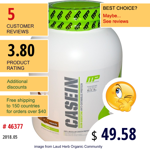 Musclepharm, Casein, Anti-Catabolic Protein, Chocolate Milk, 3.14 Lbs (1426 G)  