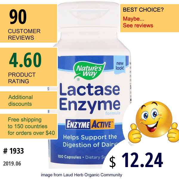 Natures Way, Lactase Enzyme Formula, 100 Capsules