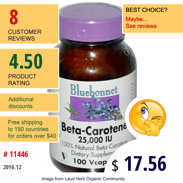 Bluebonnet Nutrition, Beta-Carotene, 25,000 Iu, 100 Vcaps  