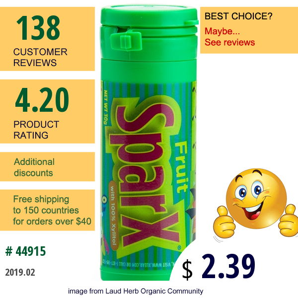 Xlear, Sparx With 100% Xylitol, Fruit, 30 G