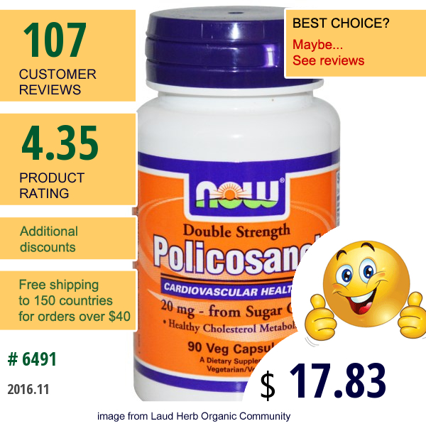 Now Foods, Policosanol, Double Strength, 90 Veggie Caps