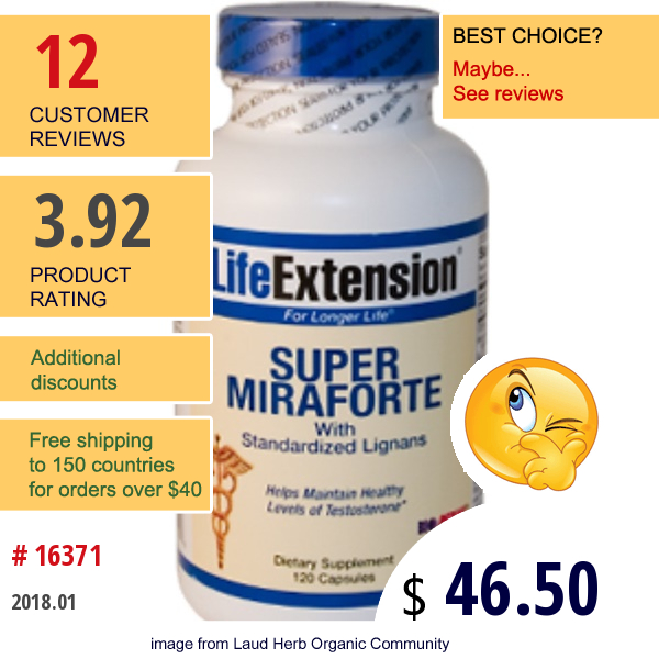 Life Extension, Super Miraforte, With Standardized Lignans, 120 Capsules  