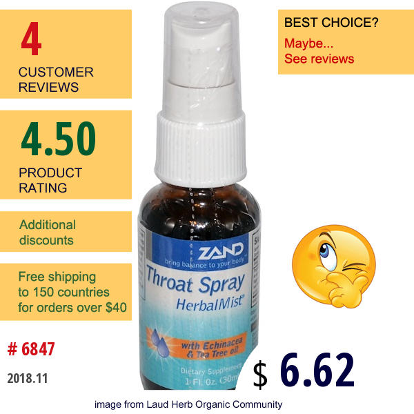 Zand, Throat Spray, Herbal Mist, 1 Fl Oz ( 30 Ml)  