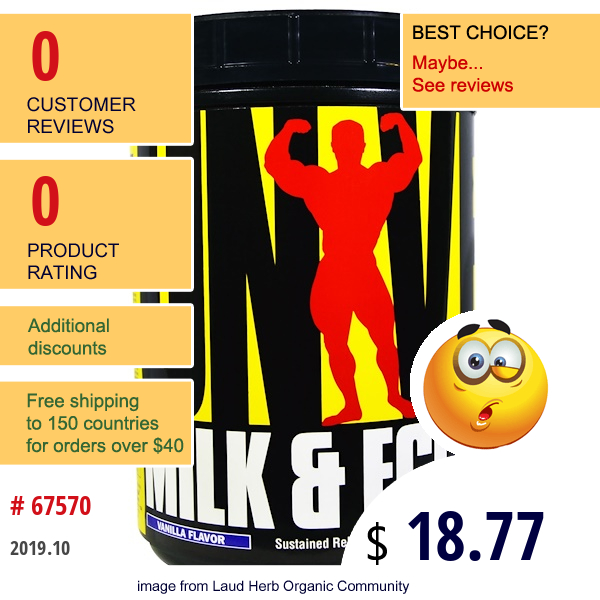 Universal Nutrition, Milk & Egg, Vanilla Flavor, 1.5 Lb (682 G)  