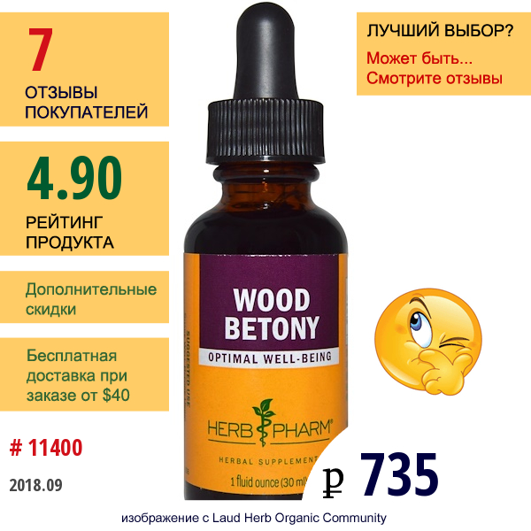 Herb Pharm, Буквица Лекарственная, 1 Жидкая Унция (30 Мл)