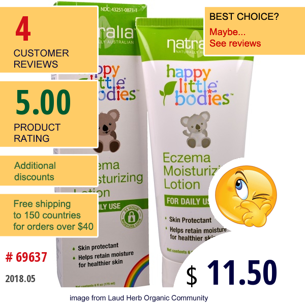 Natralia, Happy Little Bodies, Eczema Moisturizing Lotion, 6 Fl Oz (175 Ml)