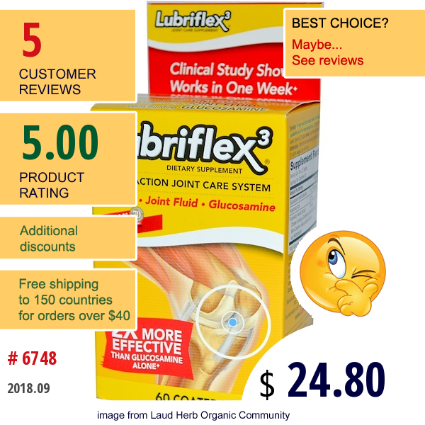 Schiff, Lubriflex 3, Triple Action Joint Care System, 60 Coated Tablets  