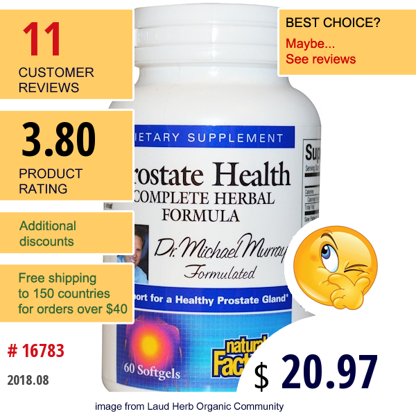 Natural Factors, Prostate Health, Complete Herbal Formula, 60 Softgels 