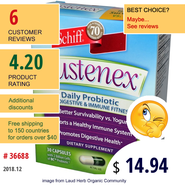 Schiff, Sustenex, Daily Probiotic, 30 Capsules  