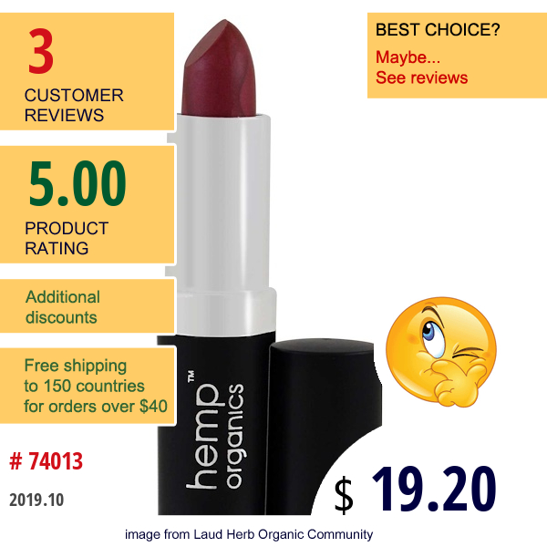 Colorganics, Hemp Organics, Lipstick, Sublime, 0.14 Oz  