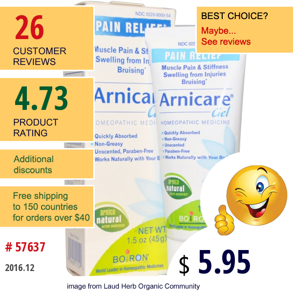 Boiron, Arnicare Gel, Pain Relief, 1.5 Oz (45 G)