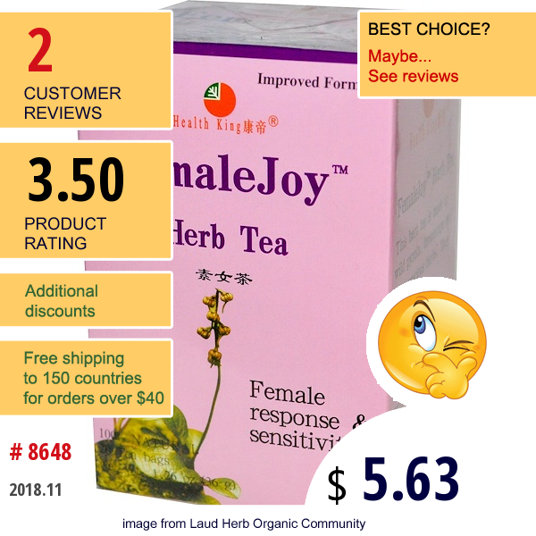 Health King, Femalejoy Herb Tea, 20 Tea Bags, 1.26 Oz (36 G)  