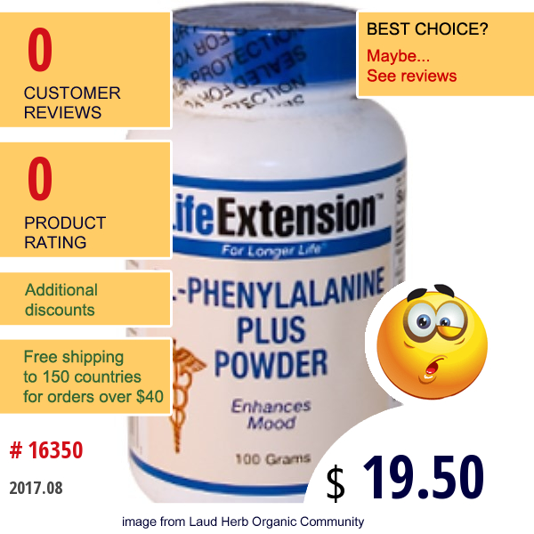 Life Extension, Dl-Phenylalanine Plus Powder, 100 G  