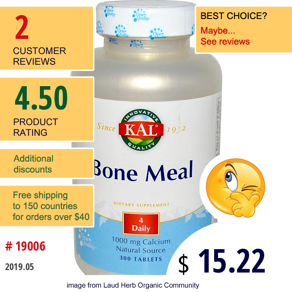 Kal, Bone Meal, 1000 Mg, 300 Tablets  