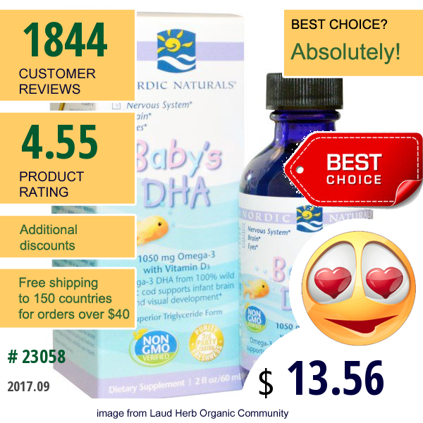 Nordic Naturals, Babys Dha, With Vitamin D3, 2 Fl Oz (60 Ml)
