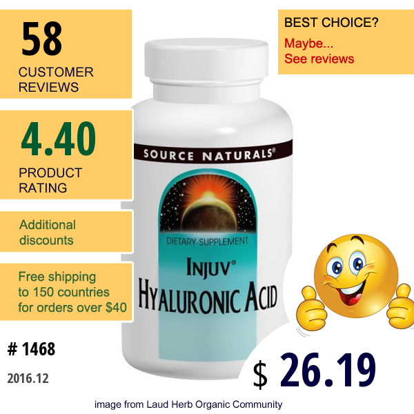 Source Naturals, Injuv, Hyaluronic Acid, 70 Mg, 60 Softgels