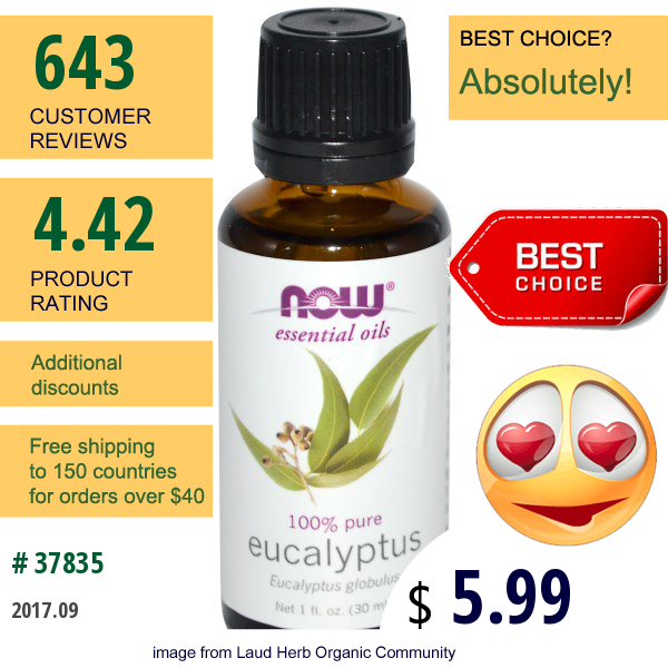 Now Foods, Essential Oils, Eucalyptus, 1 Fl Oz (30 Ml)