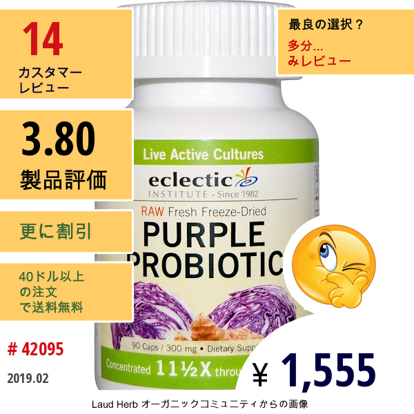 Eclectic Institute, 紫のプロバイオティック, 300 Mg, 90カプセル