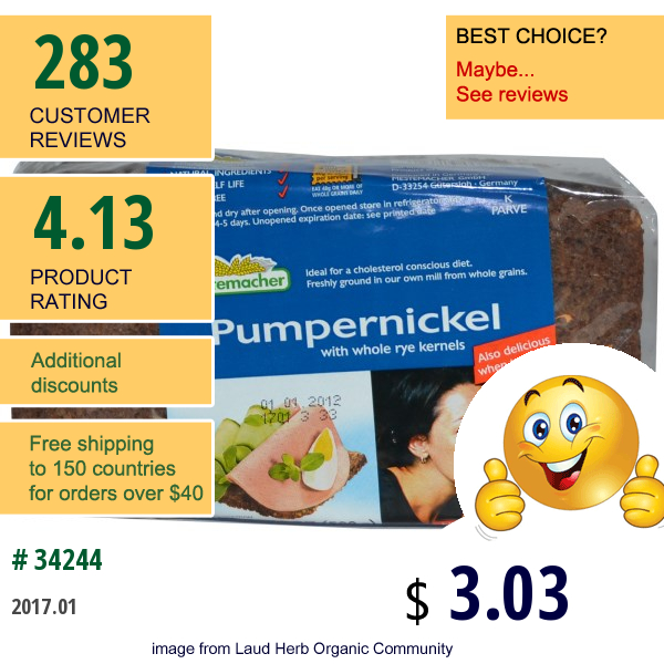 Mestemacher, Pumpernickel With Whole Rye Kernel, 17.6 Oz (500 G)