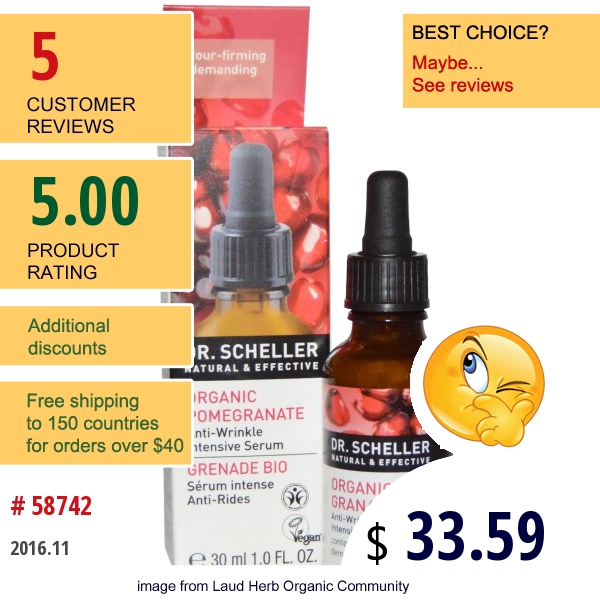 Dr. Scheller, Anti-Wrinkle Intensive Serum, Organic Pomegranate, 1.0 Fl Oz (30 Ml)  