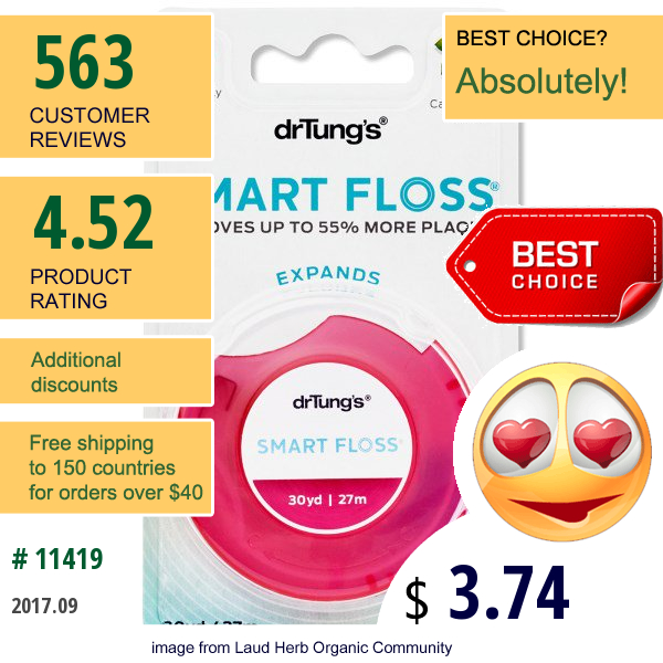 Dr. Tungs, Smart Floss, Natural Cardamom Flavor, 30 Yd (27 M)