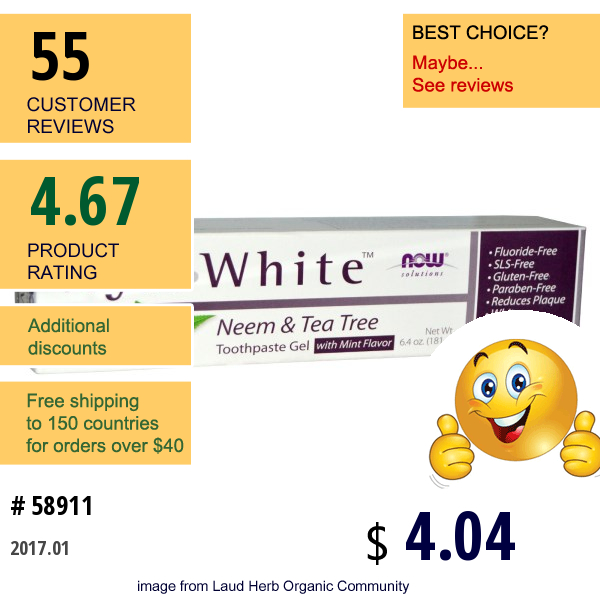 Now Foods, Xyliwhite Toothpaste Gel, Neem & Tea Tree, 6.4 Oz (181 G)