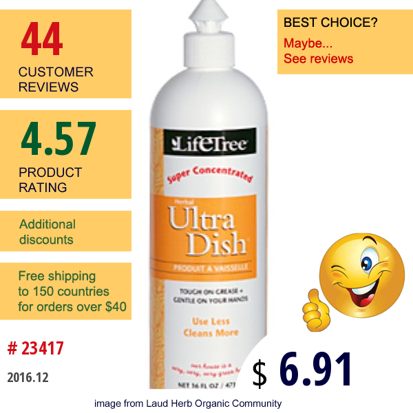 Life Tree, Herbal Ultra Dish, 16 Fl Oz (473 Ml)  