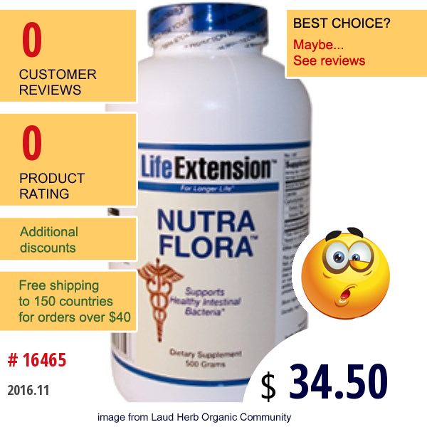Life Extension, Nutra Flora, 500 G  