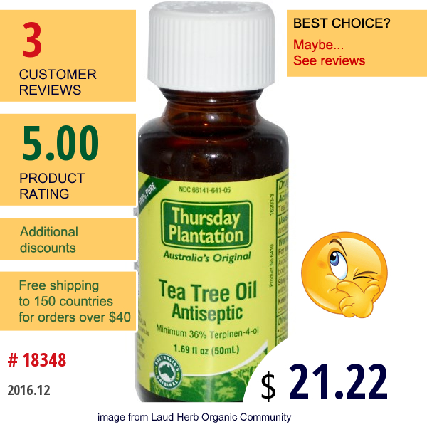 Natures Plus, Thursday Plantation, The Original Tea Tree Oil Antiseptic, 1.69 Fl Oz (50 Ml)  