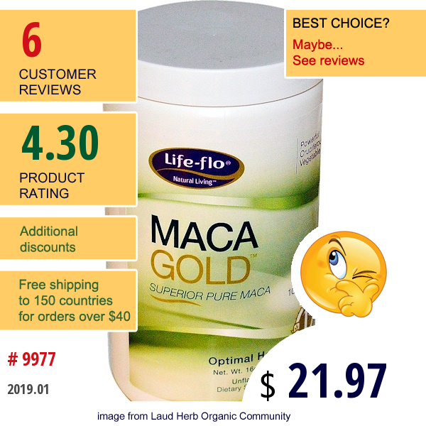 Life-Flo, Maca Gold, Unflavored, 16 Oz (453 G)  