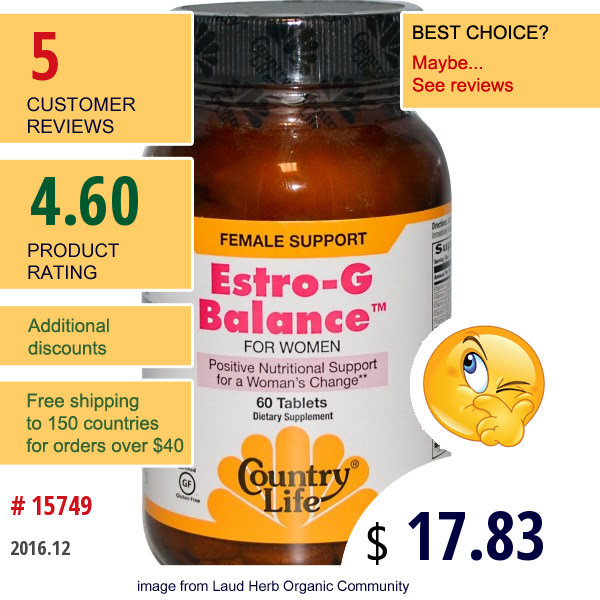 Country Life, Estro-G Balance, For Women, 60 Tablets  