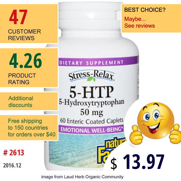 Natural Factors, 5-Htp, 50 Mg, 60 Enteric Coated Caplets