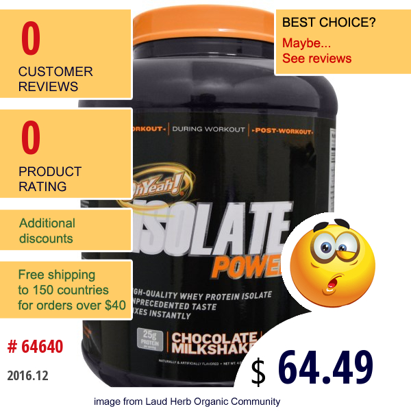 Oh Yeah!, Isolate Power, Chocolate Milkshake, 4.0 Lbs (1814 G)