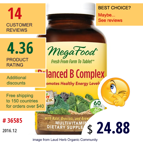 Megafood, Balanced B Complex, 60 Tablets