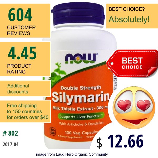 Now Foods, Silymarin, Milk Thistle Extract, 300 Mg, 100 Veggie Caps