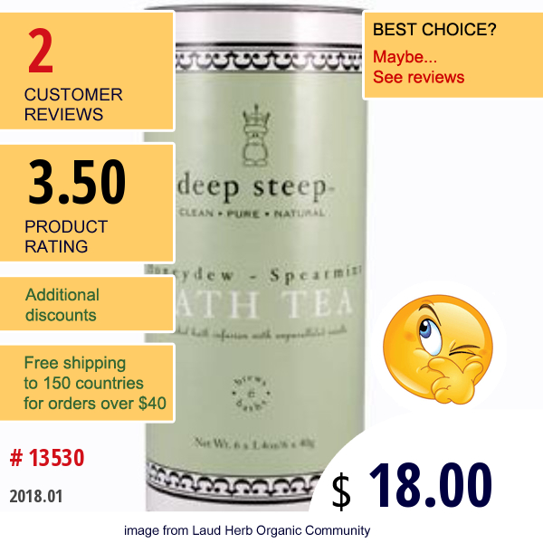 Deep Steep, Bath Tea, Honeydew-Spearmint, 6 X 1.4 Oz (40 G)  