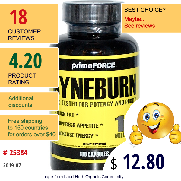 Primaforce, Syneburn, 10 Mg, 180 Capsules  