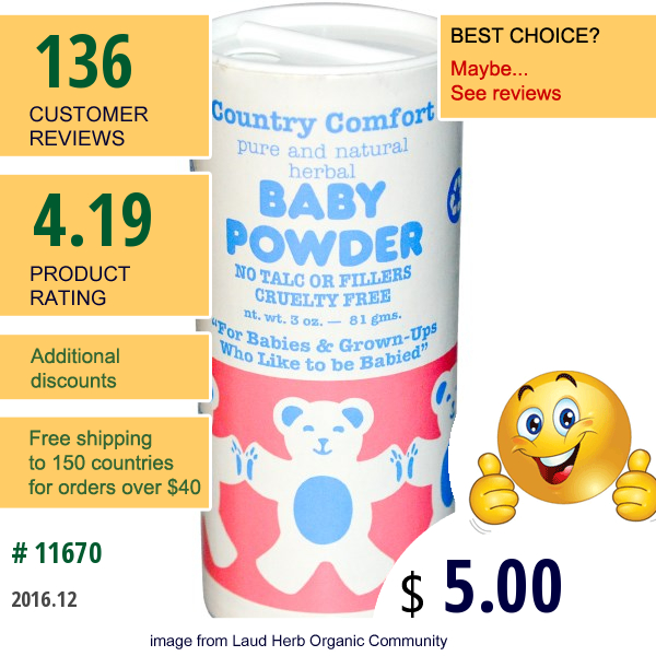 Country Comfort, Baby Powder, 3 Oz (81 G)