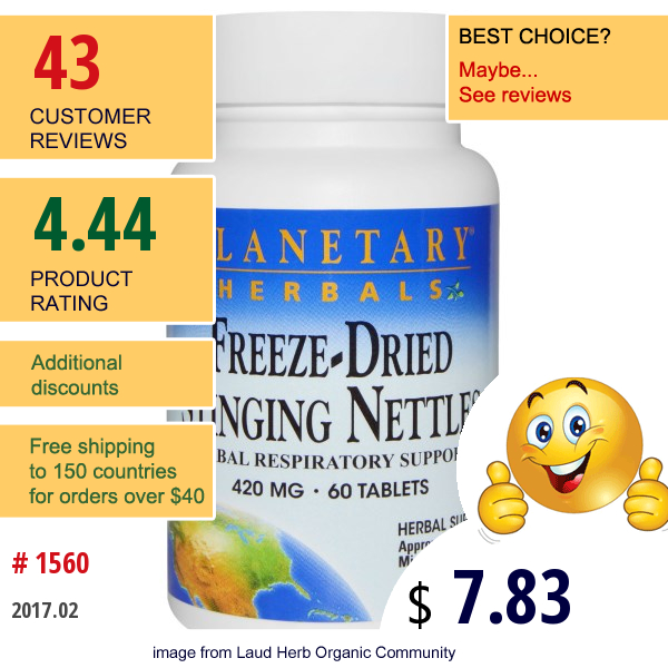 Planetary Herbals, Freeze-Dried Stinging Nettles, 420 Mg, 60 Tablets  