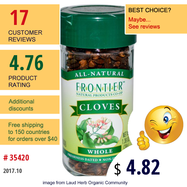 Frontier Natural Products, Cloves, Whole, 1.36 Oz (38 G)