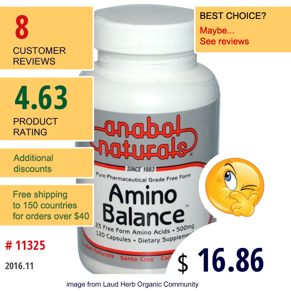 Anabol Naturals, Amino Balance, 500 Mg, 120 Capsules  