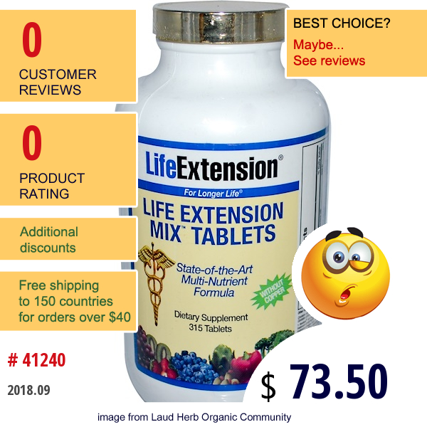 Life Extension, Mix Tablets Without Copper, 315 Tablets  