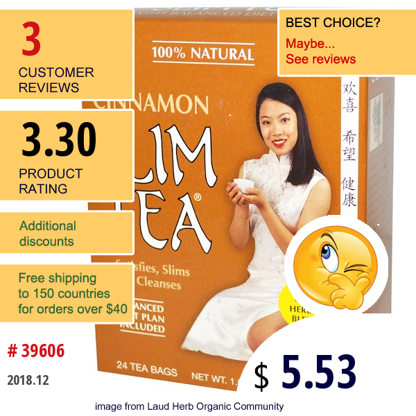 Hobe Labs, Slim Tea, Cinnamon, 24 Tea Bags, 1.69 Oz (48 G)  