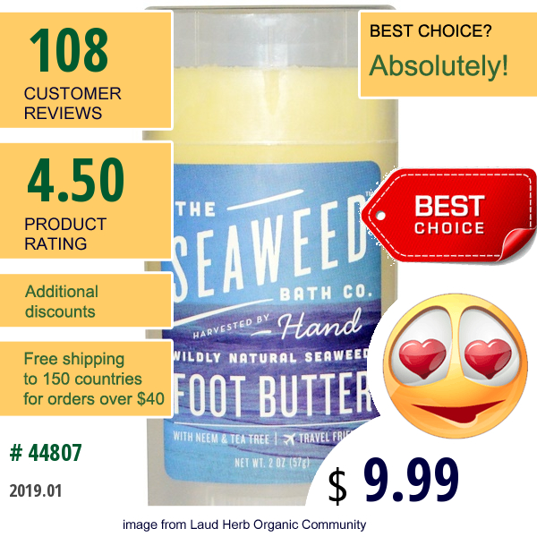 The Seaweed Bath Co., Wildly Natural Seaweed Foot Butter, 2 Oz (57 G)  