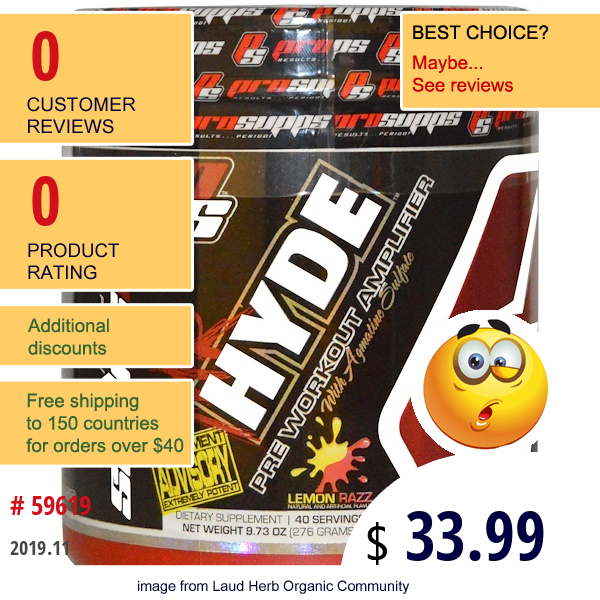 Prosupps, Mr Hyde, Pre Workout Amplifier, Lemon Razz, 9.73 Oz (276 G)  