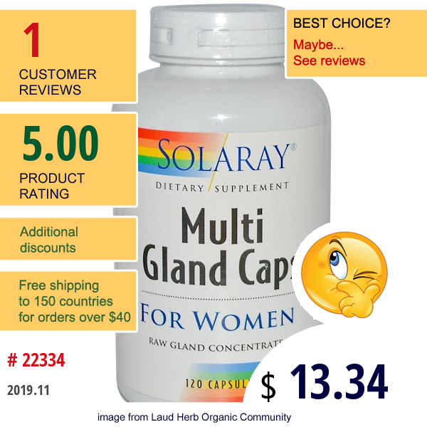 Solaray, Multi Gland Caps, For Women, 120 Capsules  