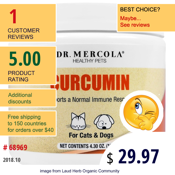 Dr. Mercola, Curcumin For Cats And Dogs, 4.30 Oz (122.1 G)  